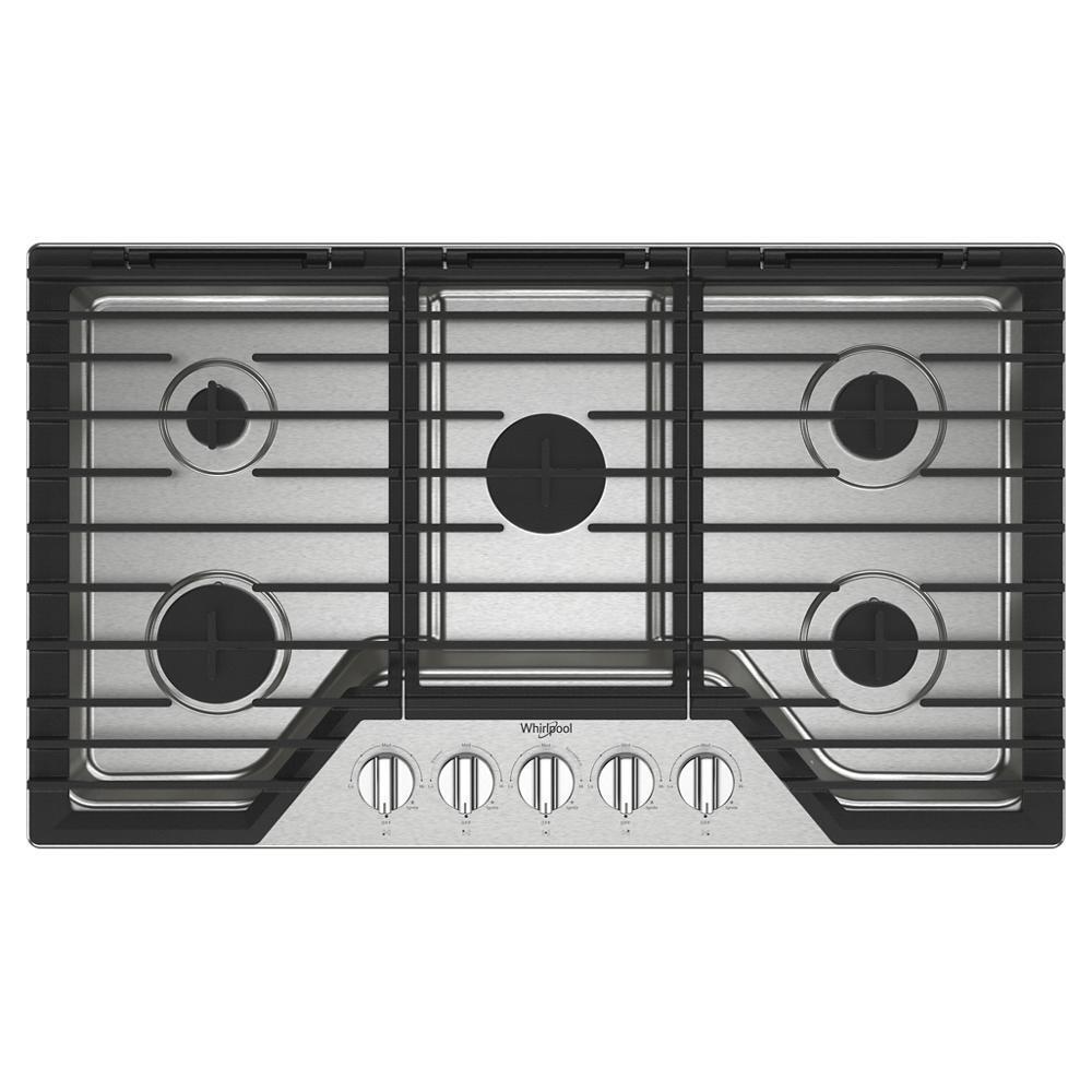 Whirlpool WCGK5036PS 36-inch Gas Cooktop with EZ-2-Lift™ Hinged Cast-Iron Grates