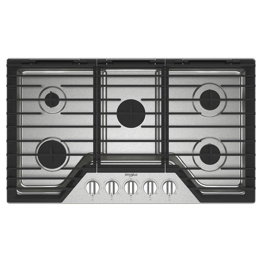 Whirlpool WCGK5036PS 36-inch Gas Cooktop with EZ-2-Lift™ Hinged Cast-Iron Grates