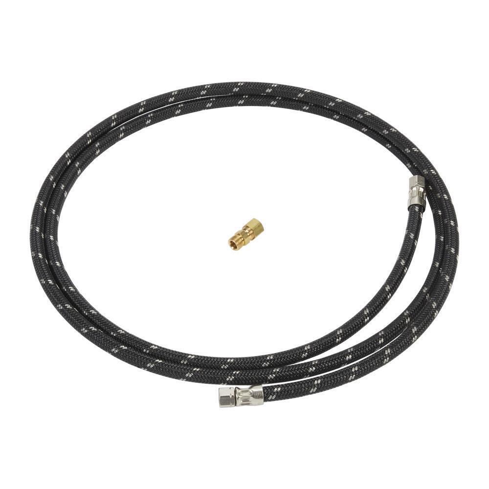 Whirlpool W10505928RP Refrigerator Water Line Installation Kit, Black, with (1) 7'L industrial braided flexible hose and (1) brass union