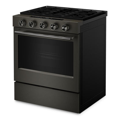 Kitchenaid KSGS530SBE 5.0 Cu. Ft. Smart Slide-in Gas Range with Convection Cooking Modes and 2-in-1 Burner