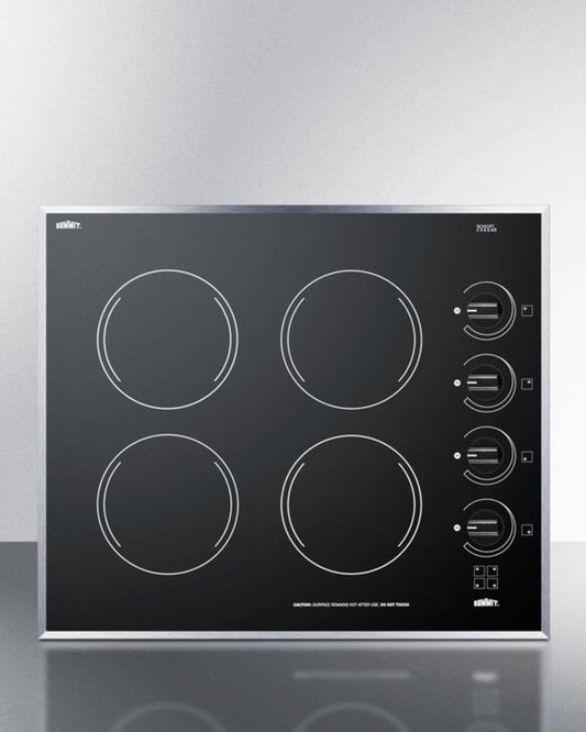 Summit CR424BL 24" Wide 230v 4-burner Radiant Cooktop