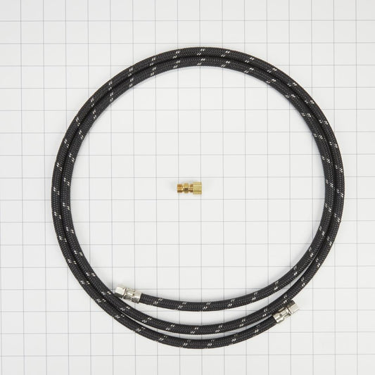 Kitchenaid W10505928RP Refrigerator Water Line Installation Kit, Black, with (1) 7'L industrial braided flexible hose and (1) brass union