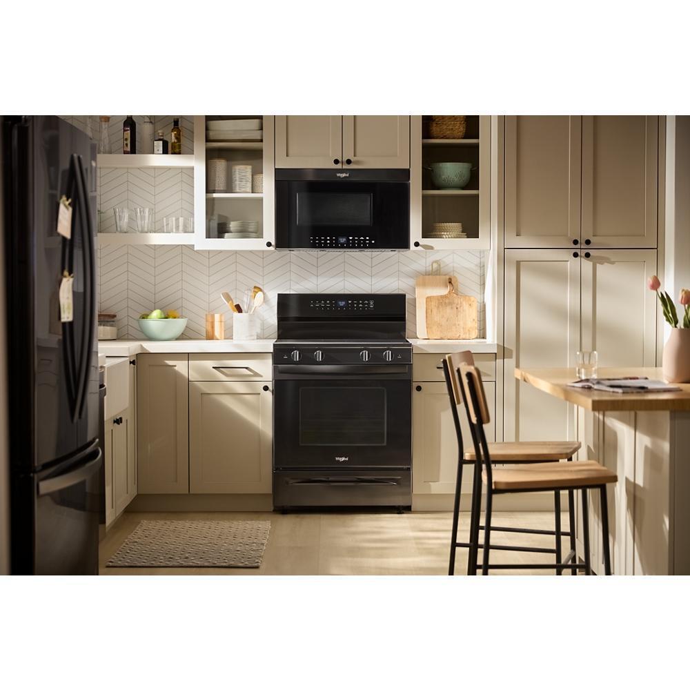 Whirlpool WFES7530RB 30-inch Electric Smart Range with Air Cooking Technology, No Preheat Air Fry, High Speed Preheat Oven, WipeClean™ Coating, and Steam/Self Clean