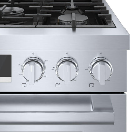 Bosch HDS8055U 800 Series, Dual fuel freestanding range, 30'', Stainless steel