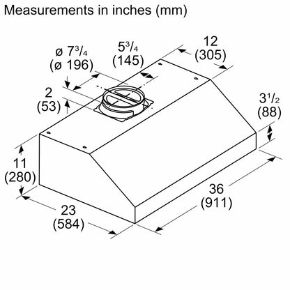 Bosch DUH86553UC 800 Series, built-under cooker hood, 36'', Stainless steel