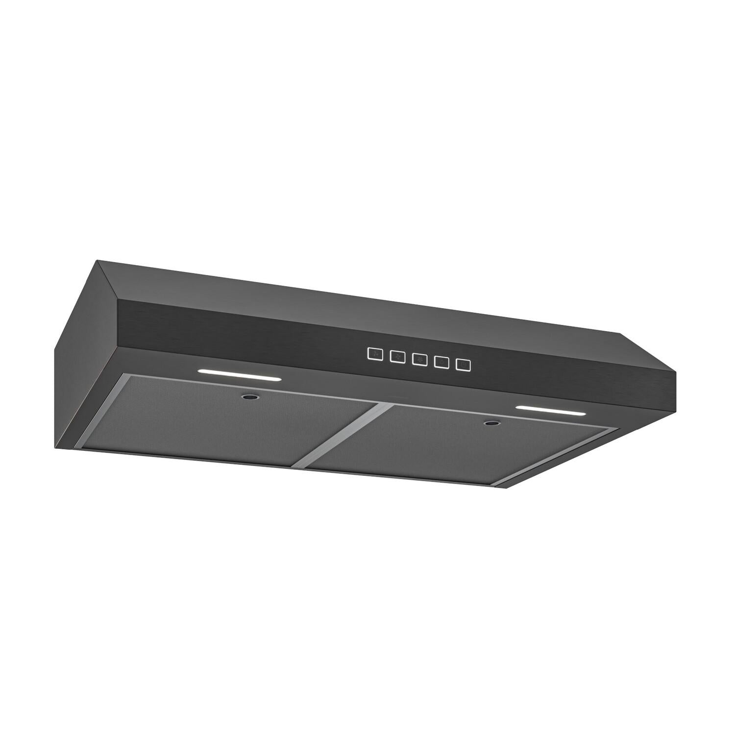 Broan GLA2363BLS Glacier 36-Inch 350 MAX Blower CFM 1.5 Sones Black Stainless Range Hood