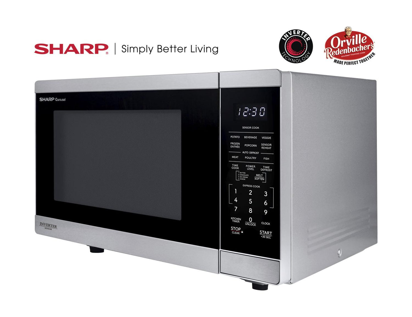 SMC1464KS Sharp 1.4 cu. ft. 1100W Stainless Steel Countertop Microwave Oven with Inverter Technology