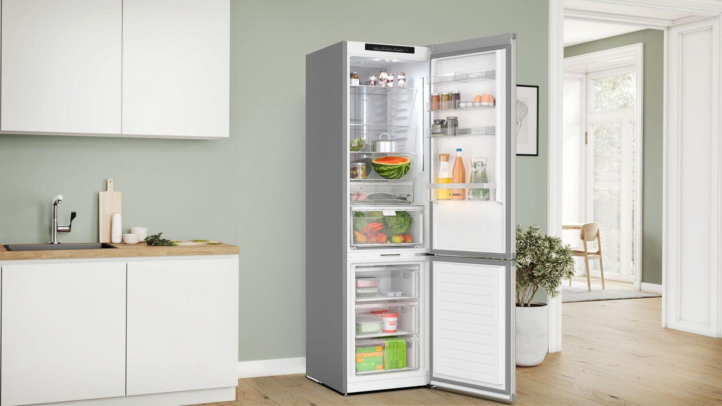 Bosch B24CB50ESS 500 Series, free-standing fridge-freezer with freezer at bottom, 24'', Brushed steel (with anti-fingerprint), Total No Frost