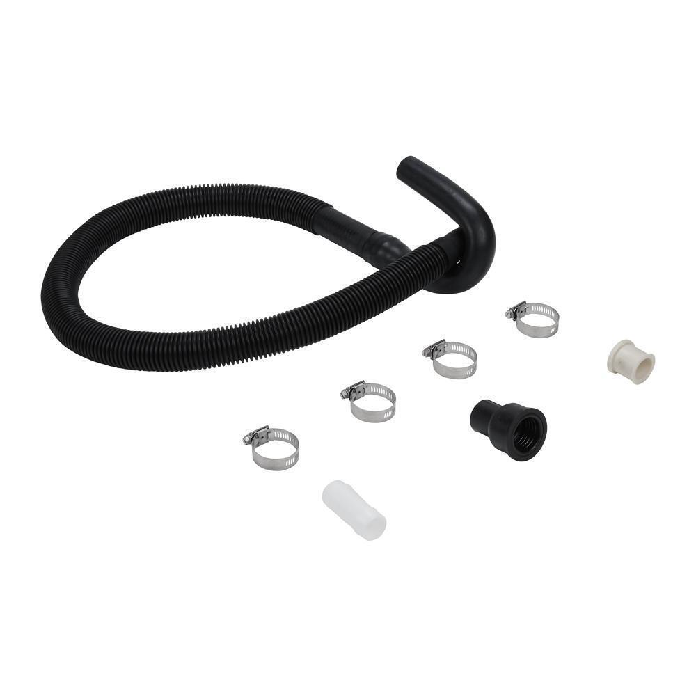 Maytag 40922 4' Black flexible washer drain hose extension kit with rubber U-nozzle, reducer couplings & clamps - 1 pack