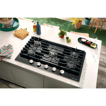 Kitchenaid KCGG530PBL 30" Gas-on-Glass Cooktop