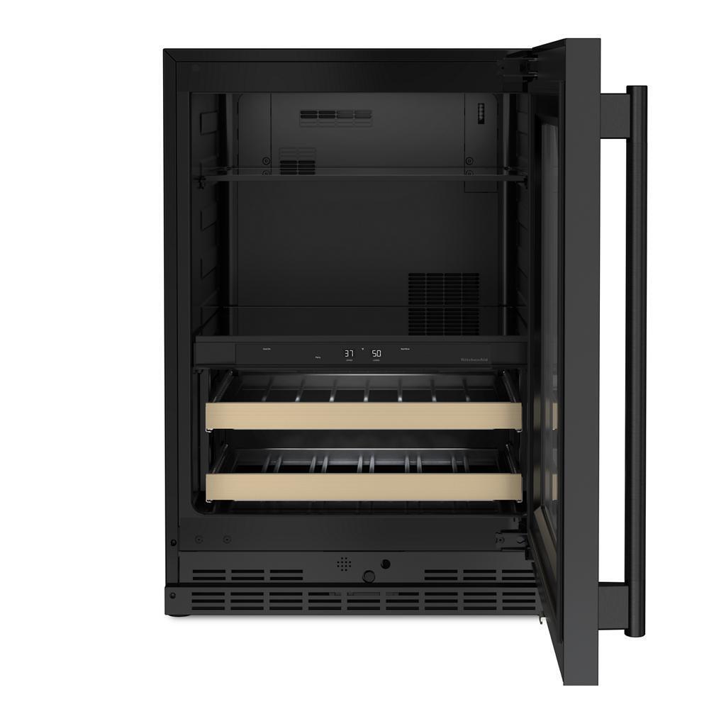 Kitchenaid KUBR524SBE 24" Beverage Center with Glass Door and Wood-Front Racks