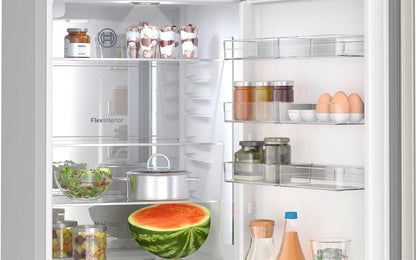 Bosch B24CB80ESS 800 Series, free-standing fridge-freezer with freezer at bottom, 24'', Brushed steel (with anti-fingerprint), Total No Frost