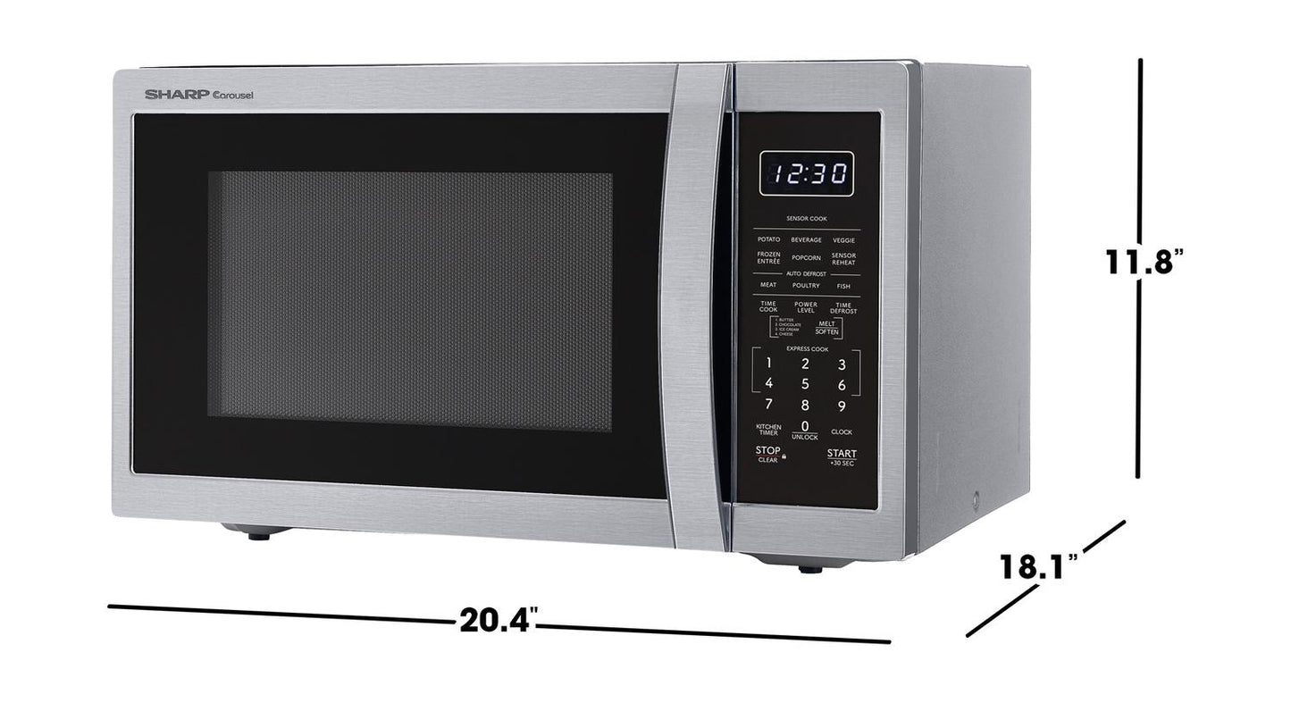 SMC1450KS Sharp 1.4 cu. ft. 1100W Stainless Steel Countertop Microwave Oven