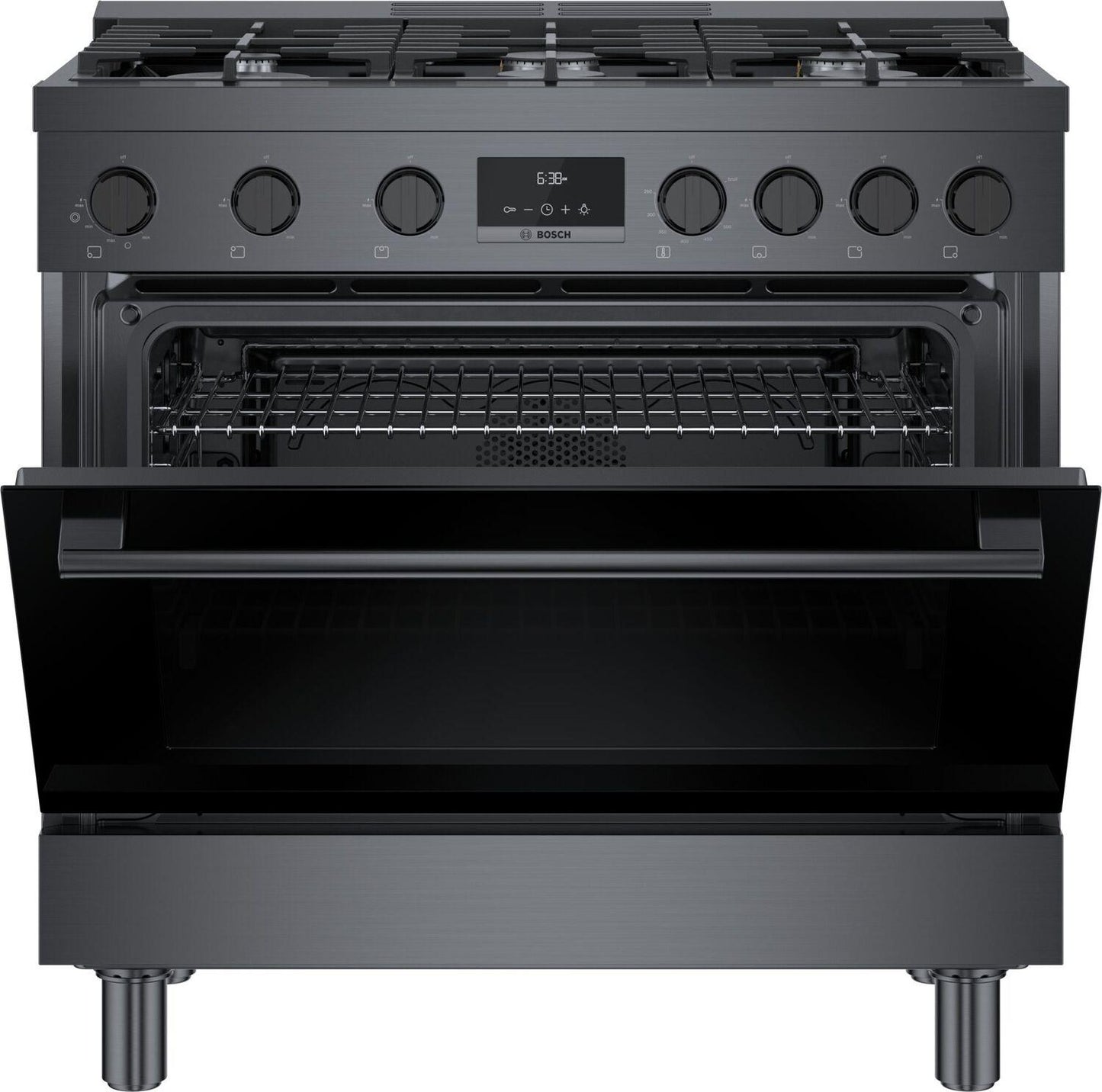 Bosch HGS8645UC 800 Series, Gas freestanding range, 36'', Black stainless steel