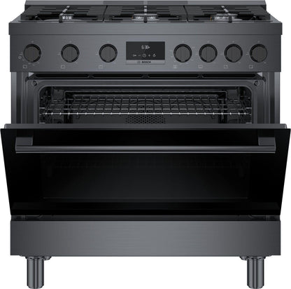 Bosch HGS8645UC 800 Series, Gas freestanding range, 36'', Black stainless steel