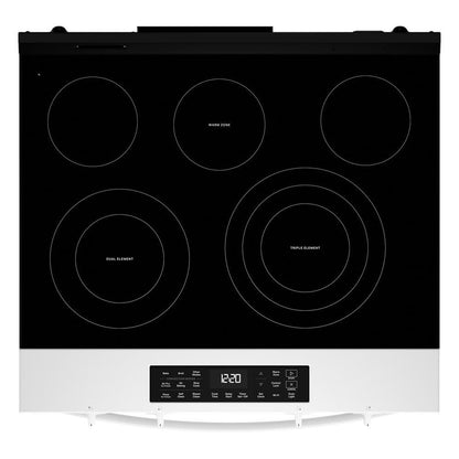Whirlpool WSES5030SW 30-inch Electric Smart Range with Air Cooking Technology