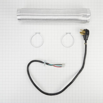Maytag W10182830RB Electric Dryer Vent Kit with 4' power cord, right-angle 4-prong plug, 8' metal slit-cuff vent, and 4" clamps (2 pack)