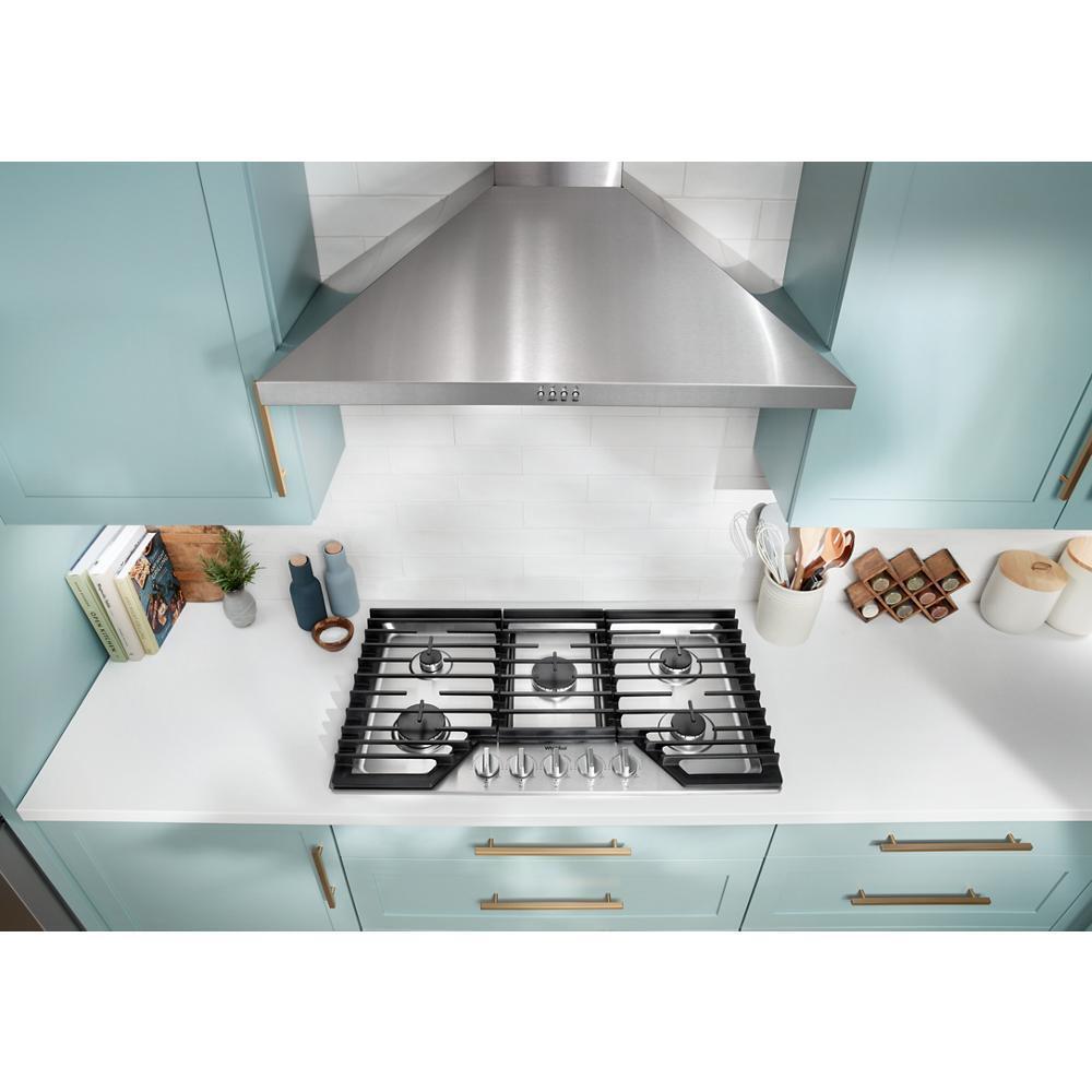 Whirlpool WCGK5036PS 36-inch Gas Cooktop with EZ-2-Lift™ Hinged Cast-Iron Grates