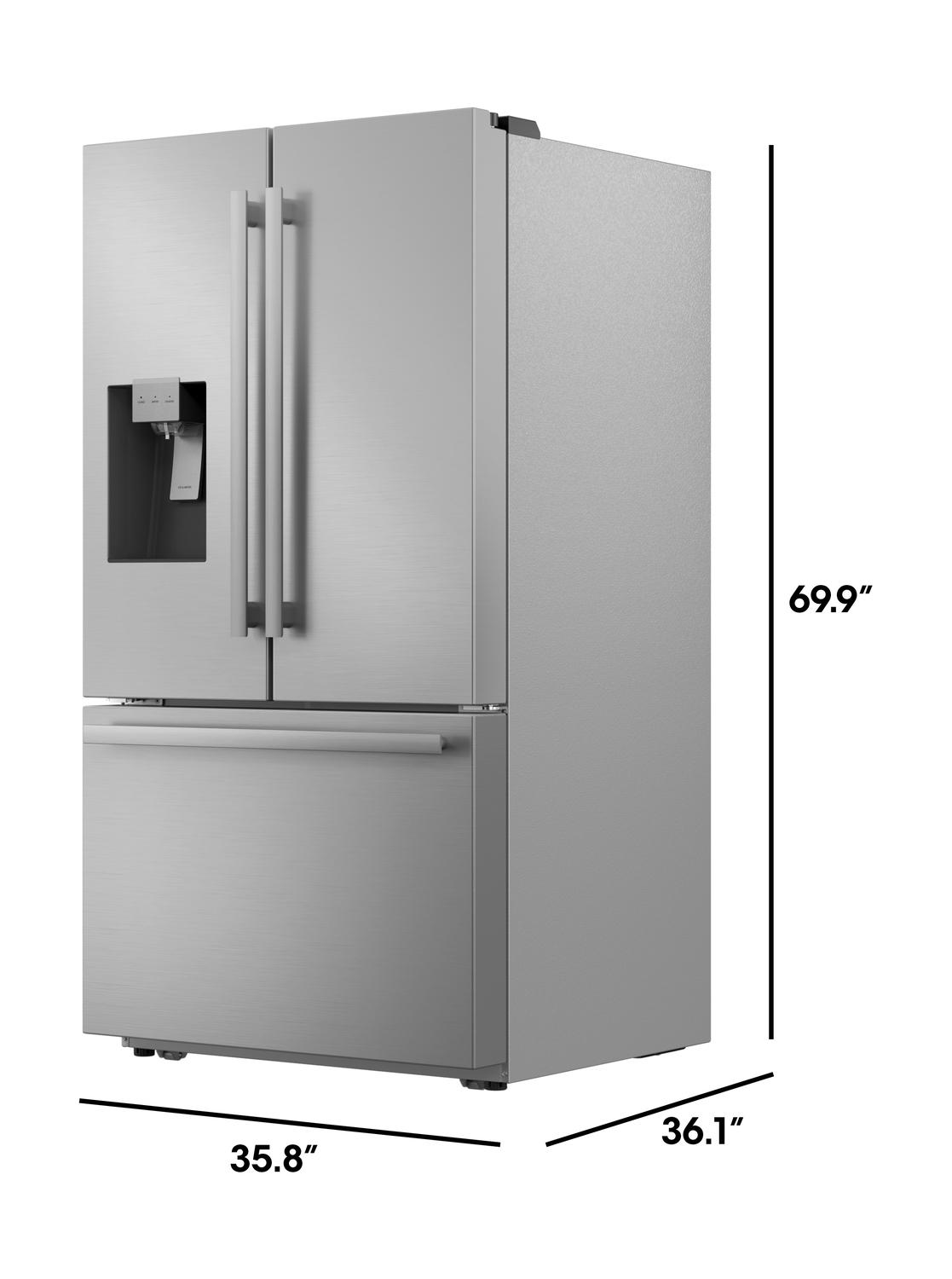 SJF2955KS Sharp French 3-Door Refrigerator with Water Dispenser