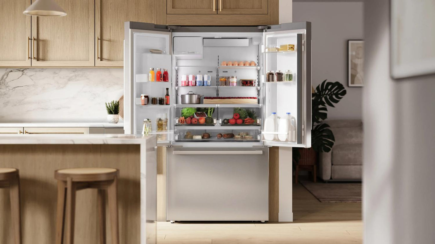 Bosch B36CD52SNS 500 Series, French Door Bottom freezer, multi door, 36'', Brushed steel (with anti-fingerprint), Total No Frost