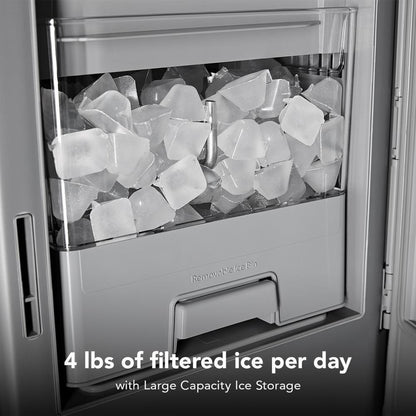 Kitchenaid KRFF436SPL 30 Cu. Ft. 36-Inch French Door Refrigerator with Exterior Water and Ice Dispenser and Wood-Look Sliding Tray in Porcelain White