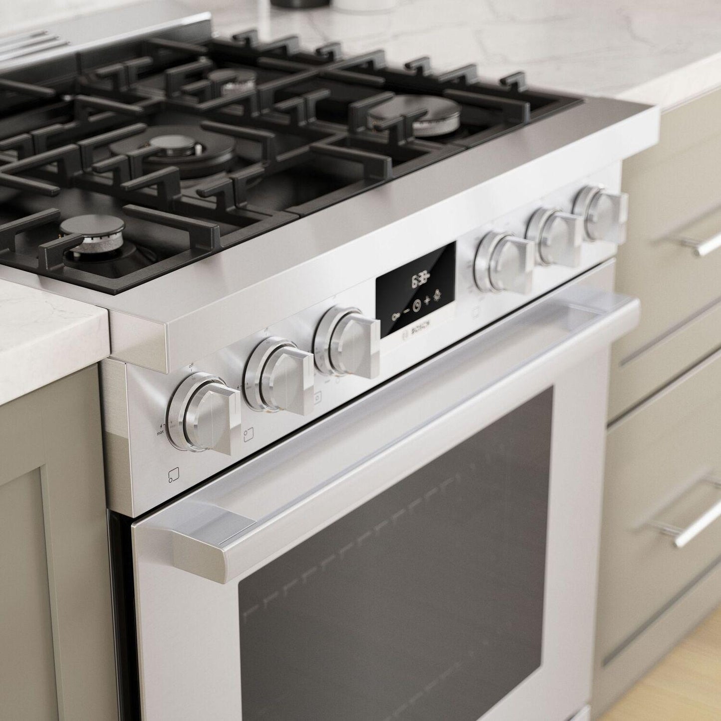 Bosch HDS8055U 800 Series, Dual fuel freestanding range, 30'', Stainless steel