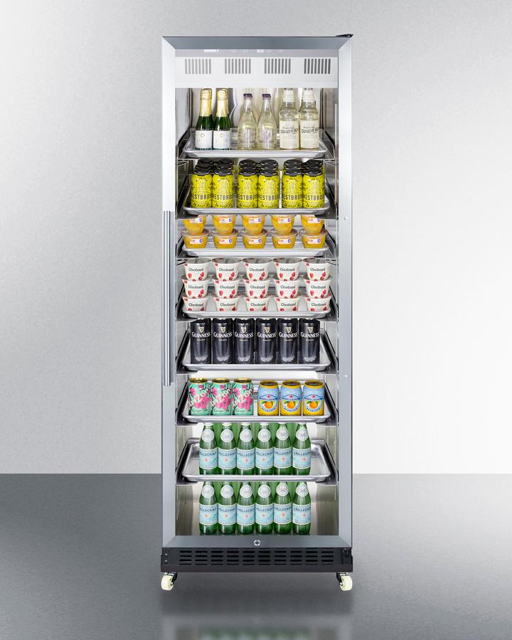 Summit SCR1401RICSS 24" Wide Mini Reach-in Beverage Center With Dolly