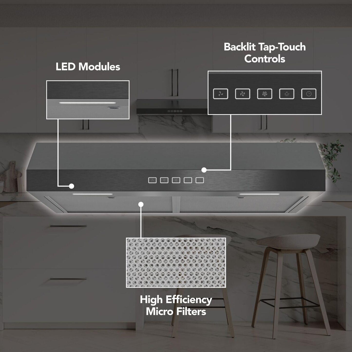 GLA2303BLS Broan-NuTone 30-Inch Under Cabinet Range Hood, ENERGY STAR, 350 Max Blower CFM, Black Stainless Steel