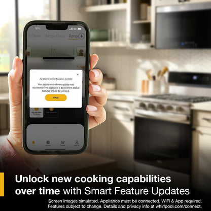 Whirlpool WSGS5030SB 30-inch Gas Smart Range with Air Cooking Technology