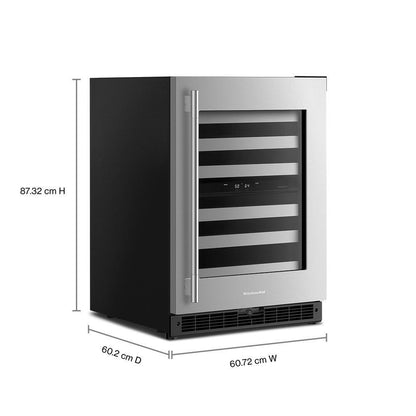 Kitchenaid KUWR324SSB 24" Undercounter Wine Cellar with Full-Extension Metal-Front Racks
