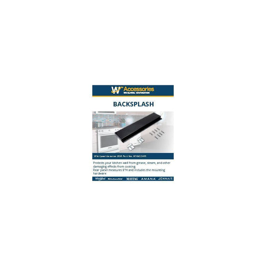 Whirlpool W10655449 Slide-in Range Backsplash, Black, Size: 6" H