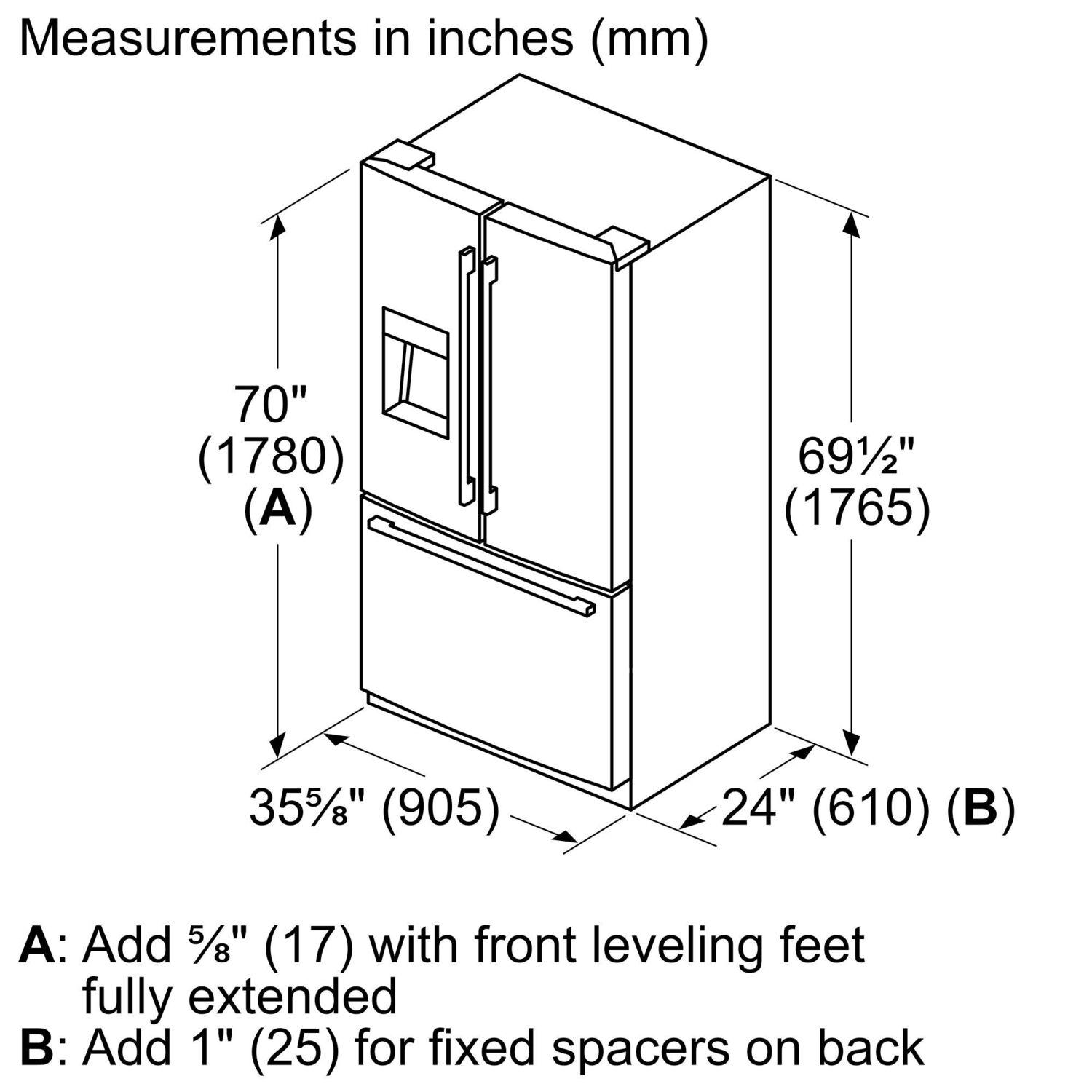 Bosch B36CD50SNS 500 Series French Door Bottom Mount Refrigerator 36" Stainless steel (with anti-fingerprint)