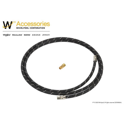 Whirlpool W10505928RP Refrigerator Water Line Installation Kit, Black, with (1) 7'L industrial braided flexible hose and (1) brass union