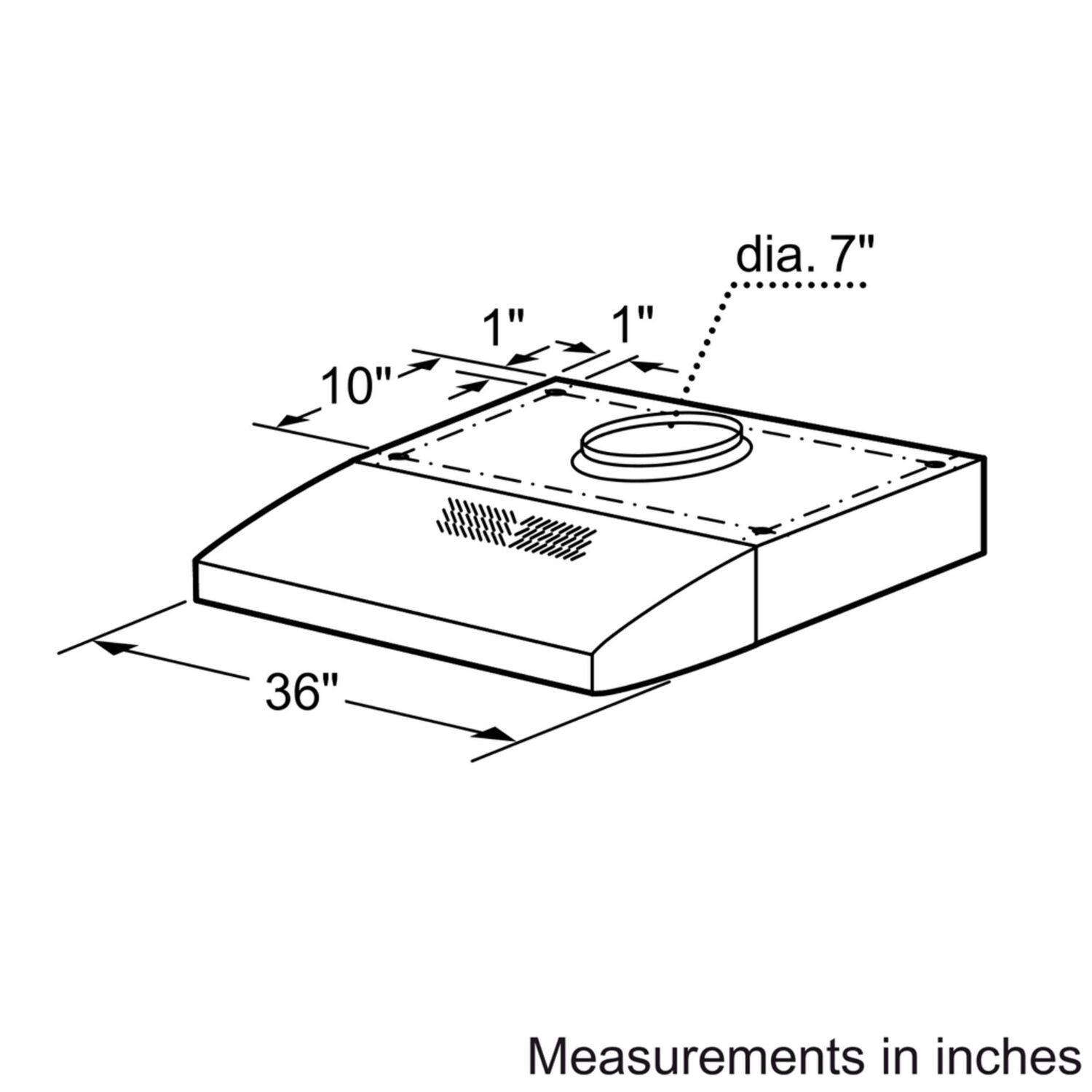 Bosch DUH36152UC 300 Series, 36" Under-cabinet Hood, 280 CFM, Incandescent lights, Stnls