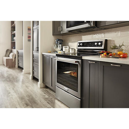 Kitchenaid KFEG504KPS 30-Inch 5 Element Electric Convection Range with PrintShield™ Finish