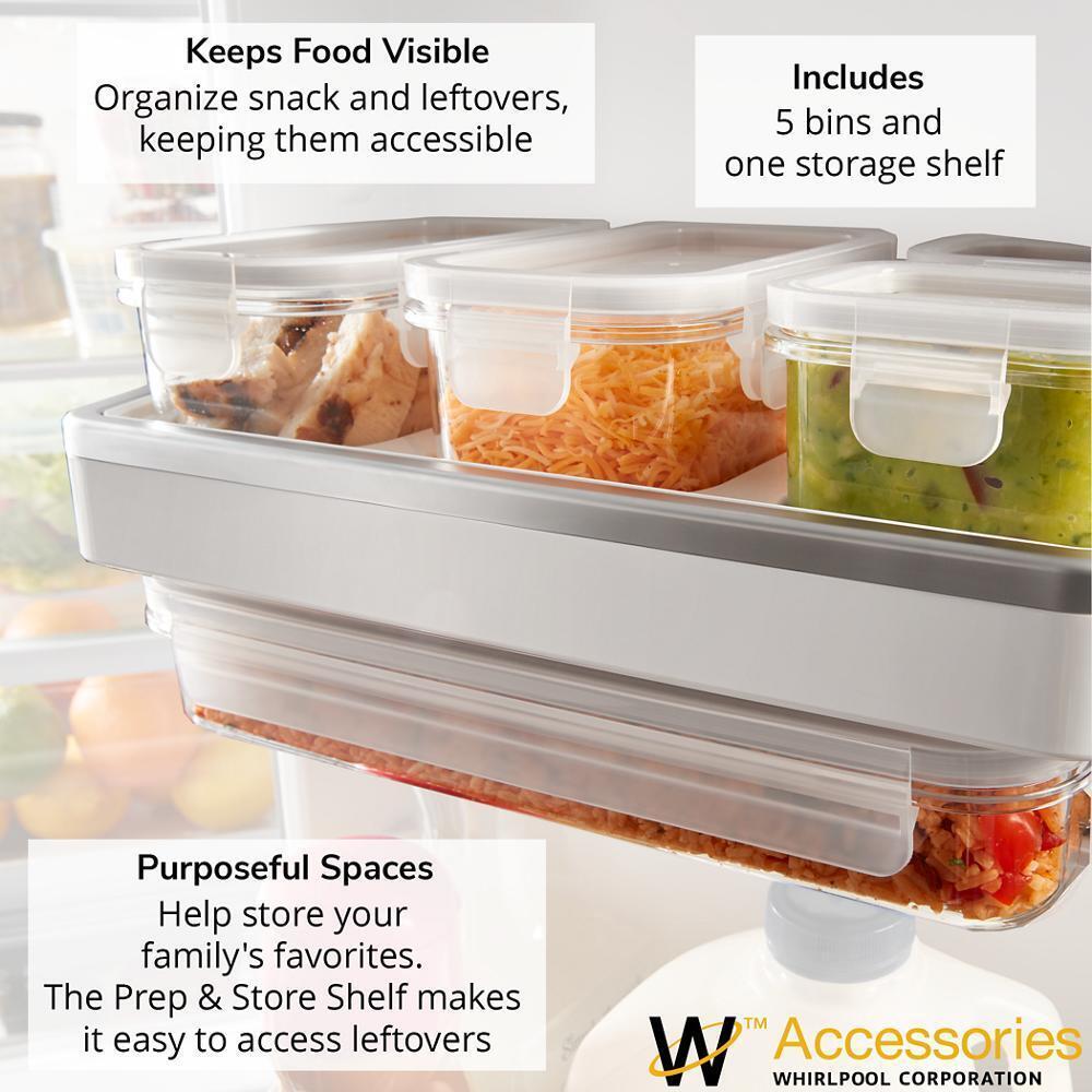 Maytag W11728693 Refrigerator Prep and Store Shelf Kit with 5 Bins, 5 Lids, and 1 Shelf for Models wrf757sd and wrf767sd
