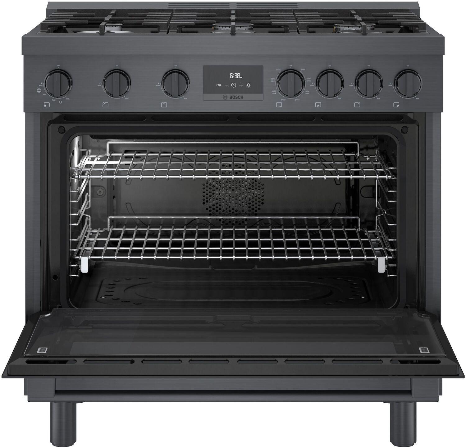 Bosch HDS8645U 800 Series Dual Fuel Freestanding Range 36" Black Stainless Steel