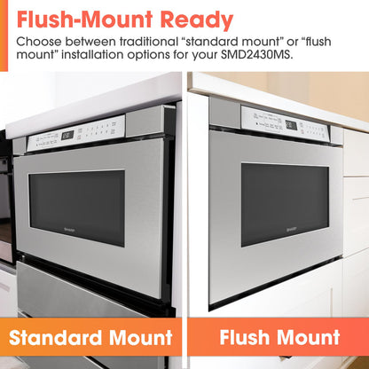 SMD2430MS Sharp 24 in. 1.2 cu. ft. Built-In Microwave Drawer™ Oven in Stainless Steel