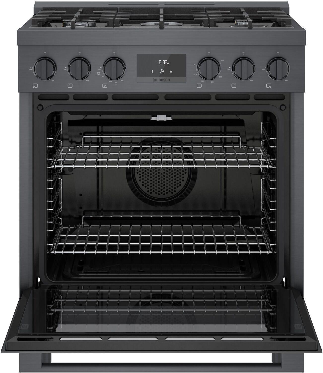 Bosch HGS8045UC 800 Series Gas Freestanding Range 30" Black Stainless Steel