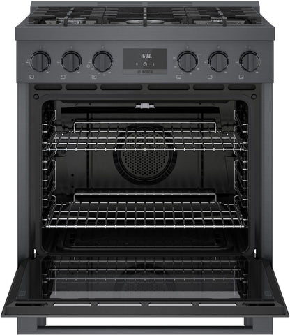 Bosch HGS8045UC 800 Series, Gas freestanding range, 30'', Black stainless steel