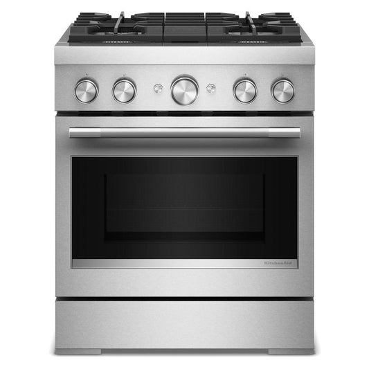 Kitchenaid KFDS930SSS 30-Inch 4 Burner Commercial-Style Dual Fuel Range with No Preheat Air Fry Mode