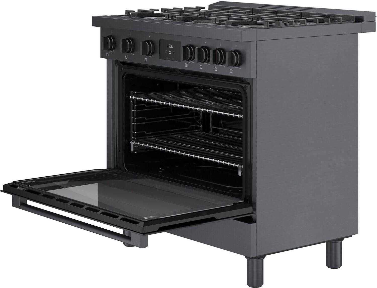 Bosch 800 Series Gas Freestanding Range 36" Black Stainless Steel HGS8645UC