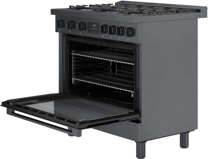 Bosch HGS8645UC 800 Series, Gas freestanding range, 36'', Black stainless steel