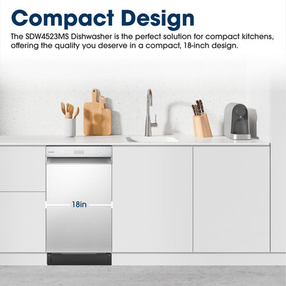Sharp SDW4523MS 18 in. Stainless Steel 47 dB Dishwasher