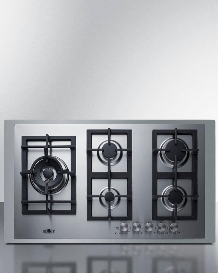 Summit 36" Wide 5-burner Propane Gas Cooktop In Stainless Steel