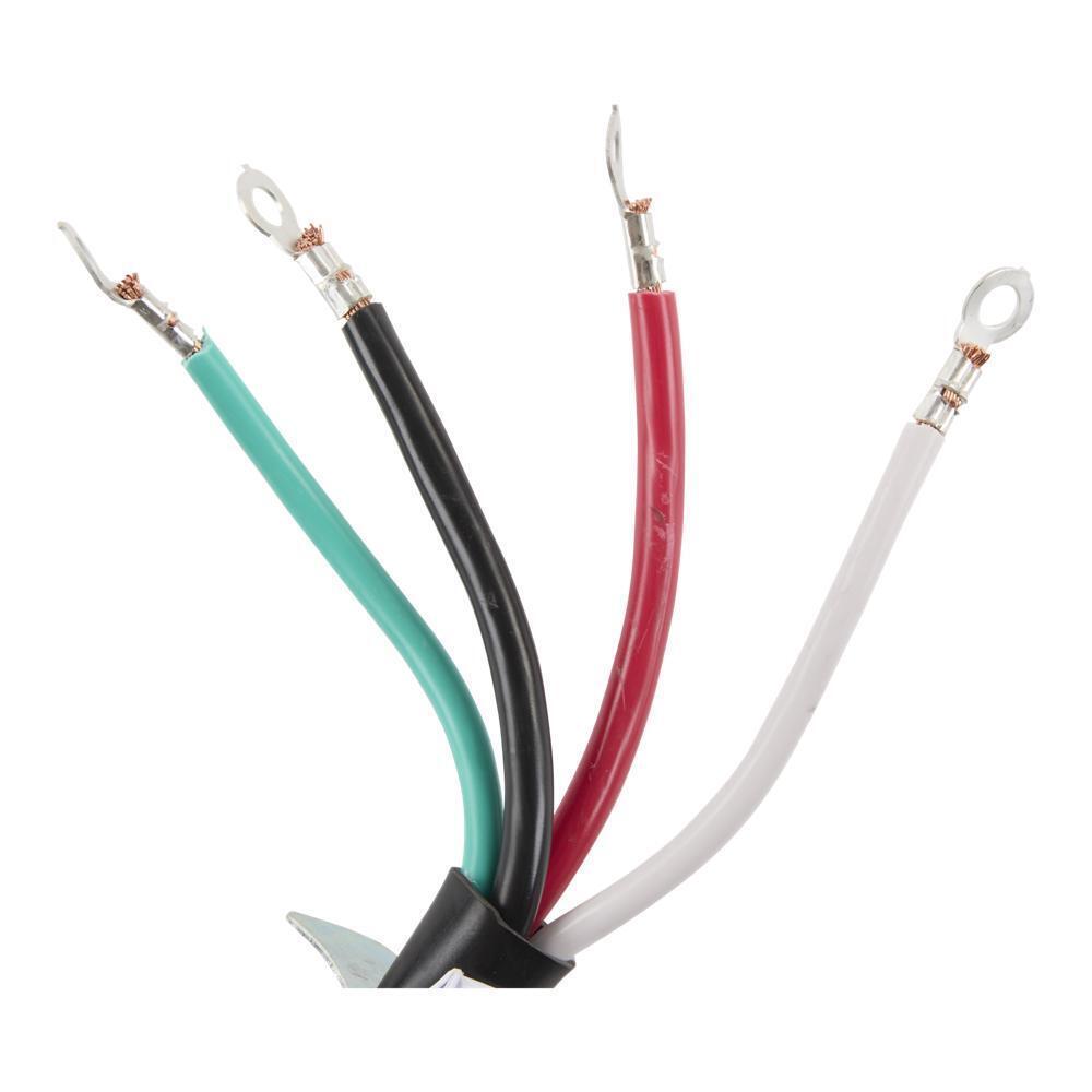 Kitchenaid PT500 4' Electric Range Power Cord, rated 50 A, 4-wire with ring terminal connectors, and right-angle 4-prong plug