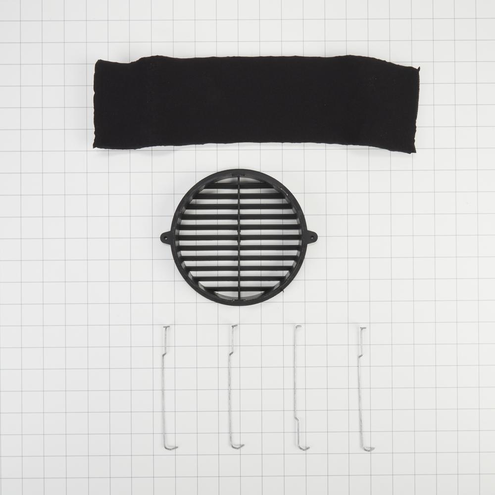 Kitchenaid W10356918 30" Range Hood Recirculation Kit with (1) charcoal filter, (1) black vent cover and (4) mounting brackets