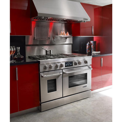 Kitchenaid W10285449 48" Range Hood Backguard Kit with Dual Position Shelf, Stainless Steel, fits JXW9048WP, Size: 20" H