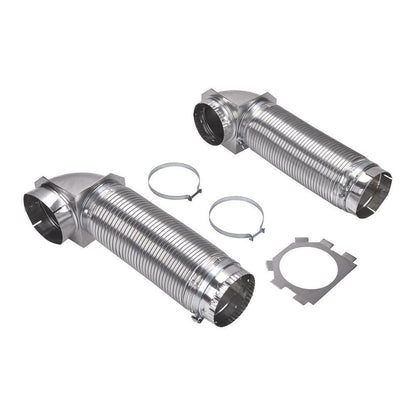 Maytag 4396028 4' Silver Dryer Vent Kit with 2 flexible metal vent pieces, 2 close-quarter elbows, and clamps - 2 pack