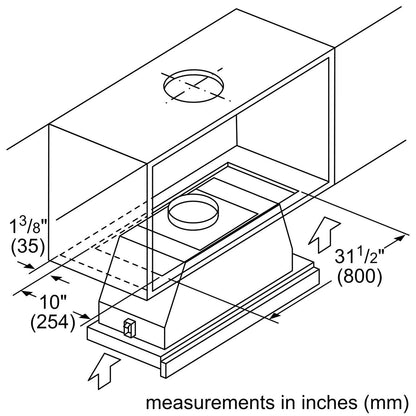 Bosch HUI56551UC 500 Series, telescopic cooker hood, 36'', Stainless steel